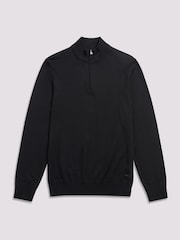 Duchamp Black Duchamp Quarter Zip Funnel Neck Black Jumper - Image 1 of 5