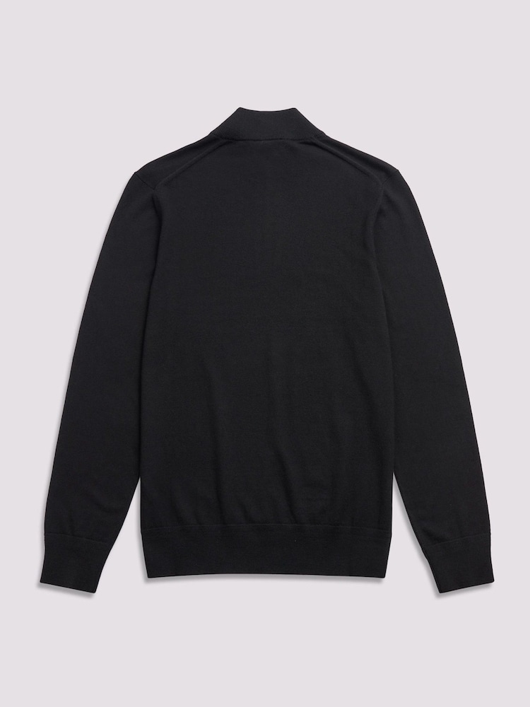 Duchamp Black Duchamp Quarter Zip Funnel Neck Black Jumper - Image 2 of 5