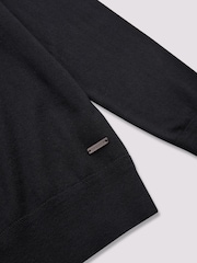 Duchamp Black Duchamp Quarter Zip Funnel Neck Black Jumper - Image 4 of 5
