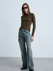 Mango Blue Miami Mid Rise Straight Leg Jeans - Image 1 of 7