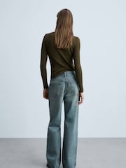 Mango Blue Miami Mid Rise Straight Leg Jeans - Image 2 of 7