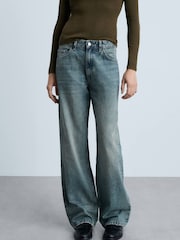Mango Blue Miami Mid Rise Straight Leg Jeans - Image 3 of 7