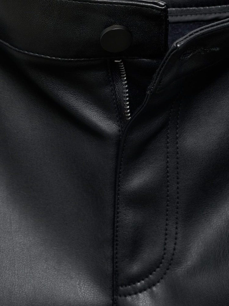Mango Black Faux Leather Straight Leg Trousers - Image 7 of 7