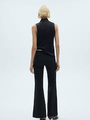 Mango Black Turtleneck Draped Satin Blouse - Image 3 of 7