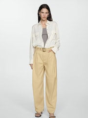 Mango Brown Straight Leg Belted Trousers - Image 2 of 7