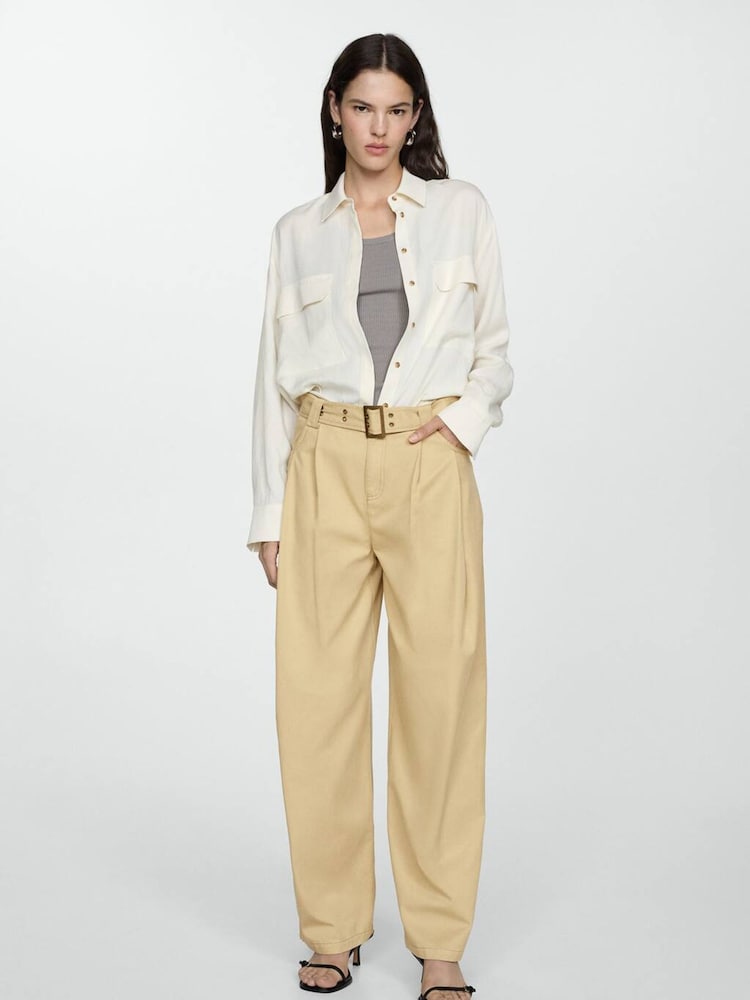 Mango Brown Straight Leg Belted Trousers - Image 2 of 7