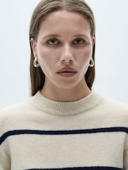 Mango Cream Striped Knitted Jumper - Image 4 of 7