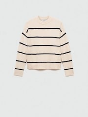 Mango Cream Striped Knitted Jumper - Image 6 of 7
