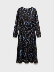 Mango Blue Printed Draped Satin Dress - Image 5 of 6