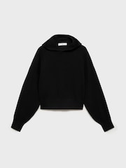 Mango Black Fine Knit Hooded Sweater - Image 4 of 5