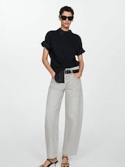 Mango Grey Barrell Leg 100% Cotton Jeans - Image 1 of 7