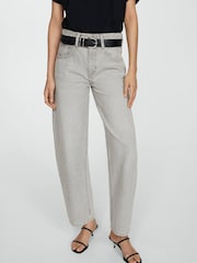Mango Grey Barrell Leg 100% Cotton Jeans - Image 3 of 7