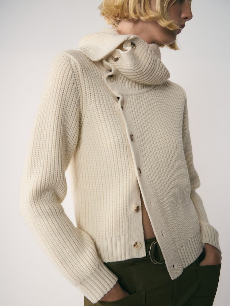 Mango Cream Asymetric Sweater - Image 1 of 7 Mango Cream Asymetric Sweater - Image 1 of 7