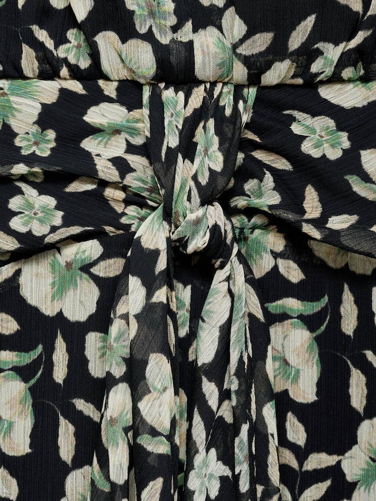 Mango Black Floral Chiffon Dress - Image 6 of 6 Mango Black Floral Chiffon Dress - Image 6 of 6