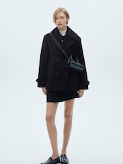 Mango Blue Double-Breasted Wool Coat - Image 1 of 7