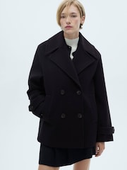 Mango Blue Double-Breasted Wool Coat - Image 3 of 7