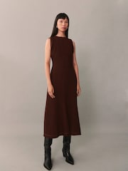 Mango Burgundy Midi Dress - Image 1 of 6