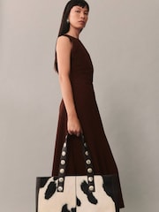 Mango Burgundy Midi Dress - Image 3 of 6
