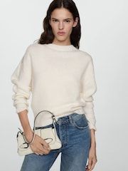Mango Cream Knitted Jumper With Embellished Shoulders - Image 3 of 6