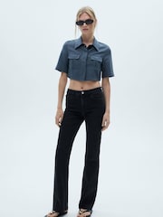 Mango Black Mid Rise Flared Jeans - Image 1 of 7