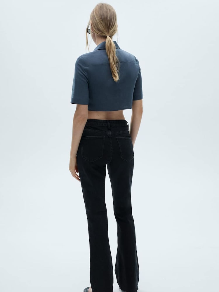 Mango Black Mid Rise Flared Jeans - Image 2 of 7