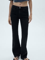 Mango Black Mid Rise Flared Jeans - Image 3 of 7