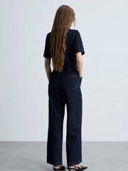 Mango Blue Denim 100% Cotton Jumpsuit With Belt - Image 2 of 7