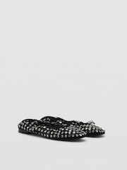 Mango Black Studded Mesh Ballerina Shoes - Image 2 of 4