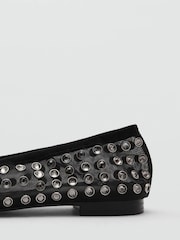 Mango Black Studded Mesh Ballerina Shoes - Image 4 of 4