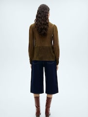 Mango Green Paisley Printed Front Bow Blouse - Image 3 of 6