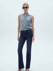 Mango Blue Fiona Flare Mid-Rise 100% Cotton Jeans - Image 1 of 6