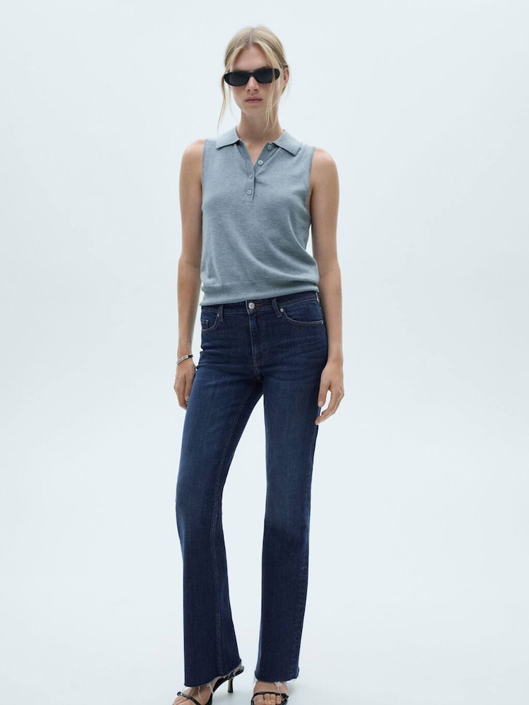 Mango Blue Fiona Flare Mid-Rise 100% Cotton Jeans - Image 1 of 6
