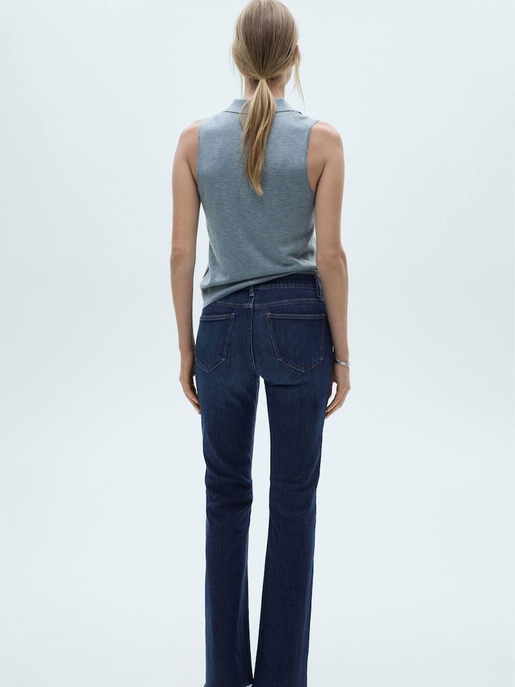 Mango Blue Fiona Flare Mid-Rise 100% Cotton Jeans - Image 2 of 6
