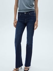 Mango Blue Fiona Flare Mid-Rise 100% Cotton Jeans - Image 3 of 6