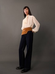 Mango Cream Blouse with puffed sleeves and bow - Image 2 of 7