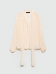 Mango Cream Blouse with puffed sleeves and bow - Image 6 of 7