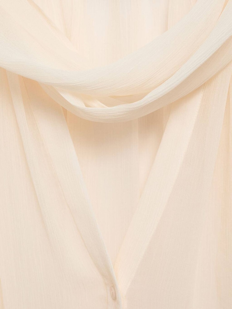 Mango Cream Blouse with puffed sleeves and bow - Image 7 of 7