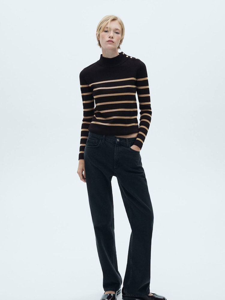 Mango Cream Sweater With Shoulder Buttons - Image 1 of 6 Mango Cream Sweater With Shoulder Buttons - Image 1 of 6