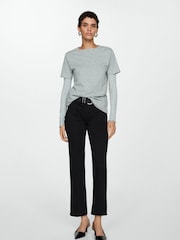 Mango Black Alex Mid Rise Flared Jeans - Image 1 of 7