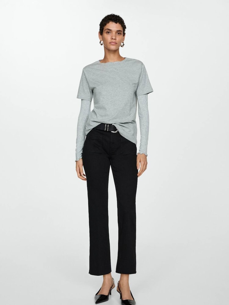 Mango Black Alex Mid Rise Flared Jeans - Image 1 of 7