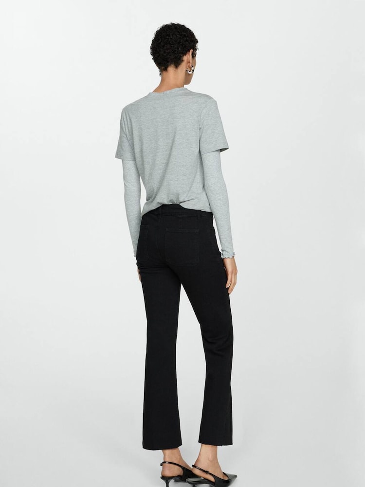 Mango Black Alex Mid Rise Flared Jeans - Image 2 of 7