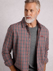 Weird Fish Dark Brown Weird Fish Lando Long Sleeve 100% Cotton Check Shirt - Image 1 of 6