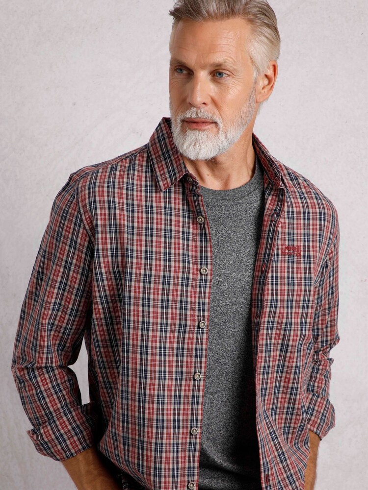 Weird Fish Dark Brown Weird Fish Lando Long Sleeve 100% Cotton Check Shirt - Image 1 of 6