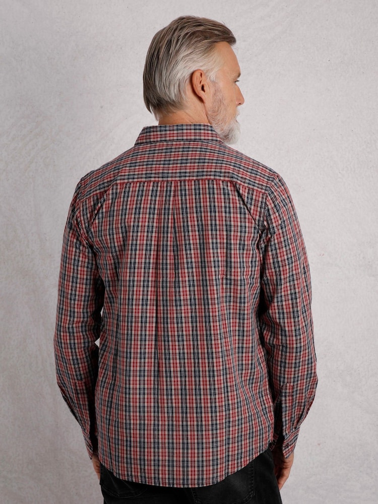 Weird Fish Dark Brown Weird Fish Lando Long Sleeve 100% Cotton Check Shirt - Image 2 of 6