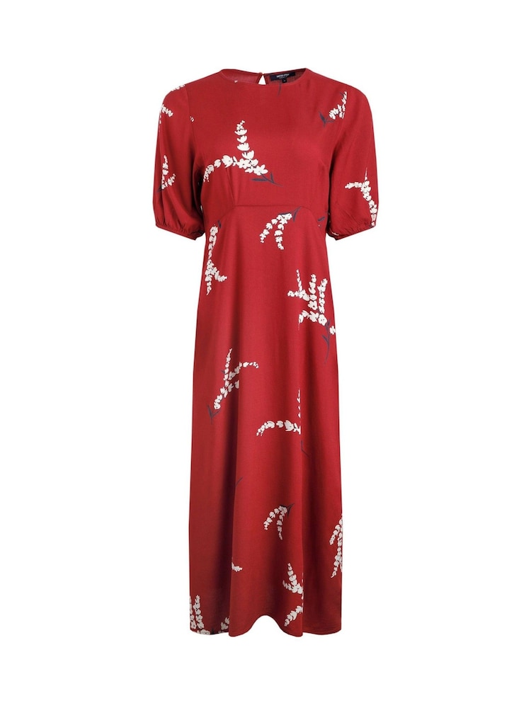 Weird Fish Red Weird Fish Everly Eco Liva Printed Viscose Dress - Image 5 of 6