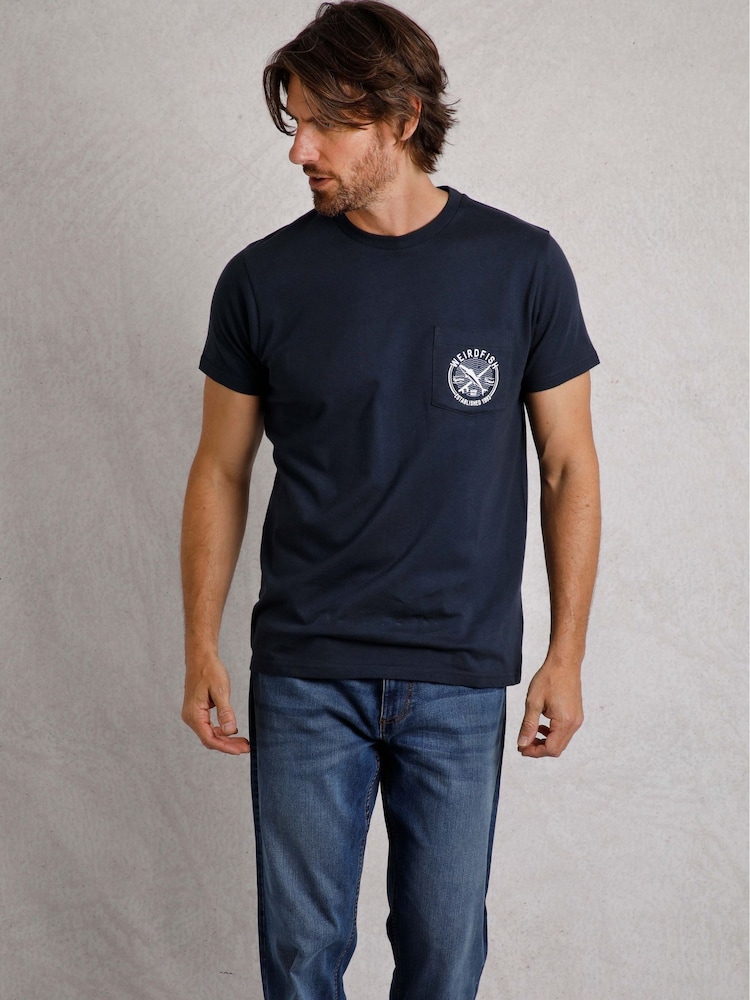 Weird Fish Blue Weird Fish Blue Tidal 100% Cotton Short Sleeve Branded T-Shirt - Image 1 of 5