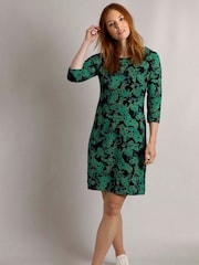 Weird Fish Blue & Green Starshine Printed Jersey Dress - Image 3 of 6