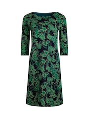 Weird Fish Blue & Green Starshine Printed Jersey Dress - Image 5 of 6