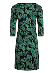 Weird Fish Blue & Green Starshine Printed Jersey Dress - Image 6 of 6