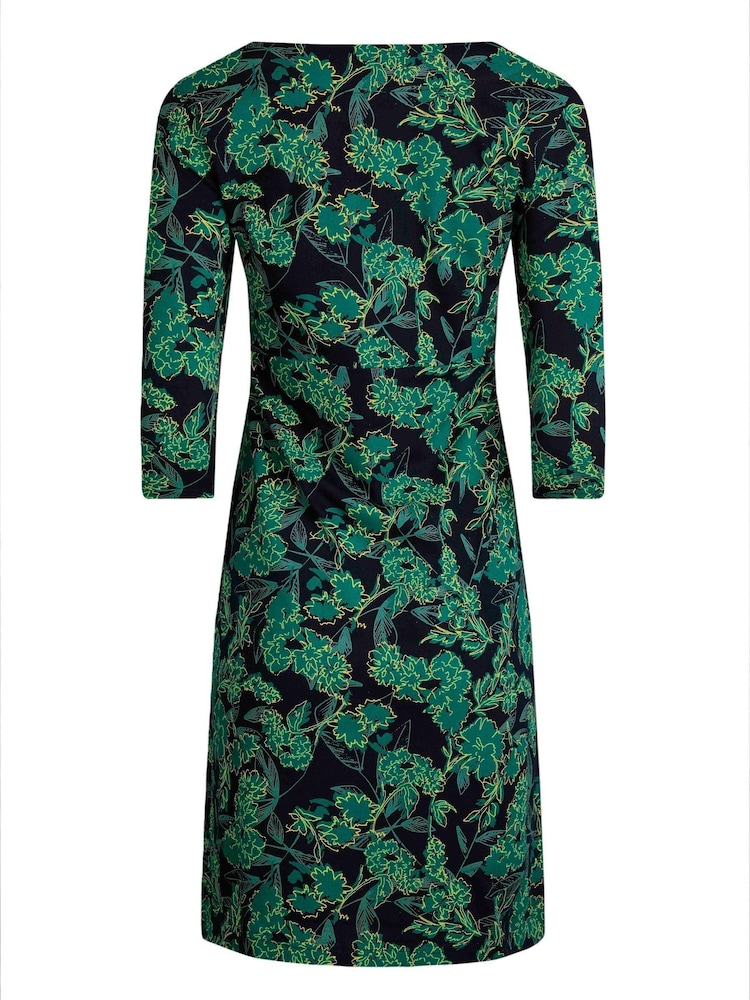 Weird Fish Blue & Green Starshine Printed Jersey Dress - Image 6 of 6